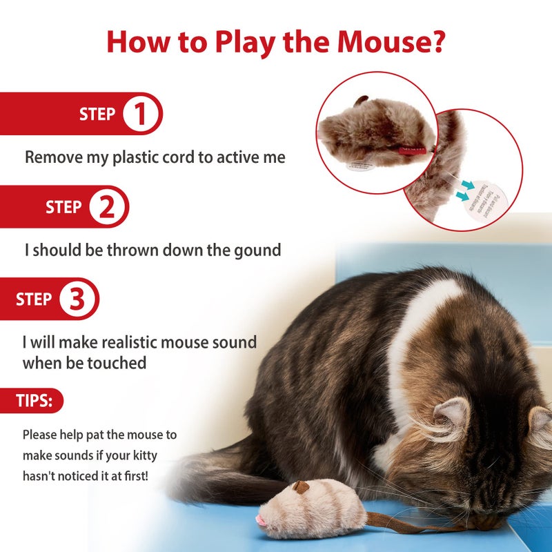 Gigwi Chirpy Cat Squeak Toy - Interactive Mouse Cat Toy with Melody Chaser for Kitten Play and Boredom Relief - Image 3